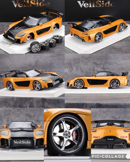 ONE MODEL 1:18 Mazda RX-7 (FD3S) VeilSide Fortune — Orange/Black Resin Model