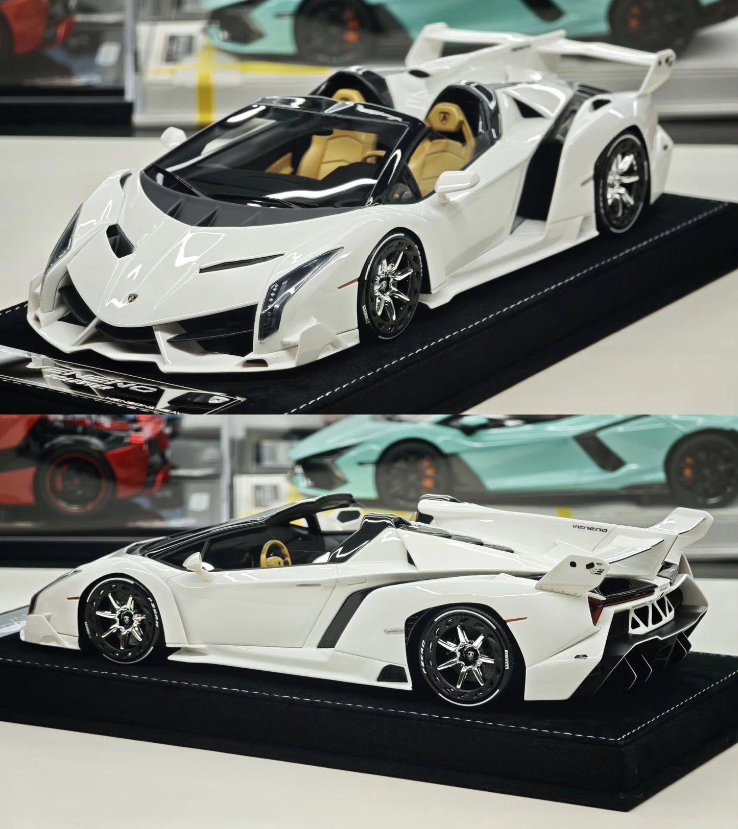 HH Model 1/18 Lamborghini Veneno Roadster Resin Model – Ivory White
