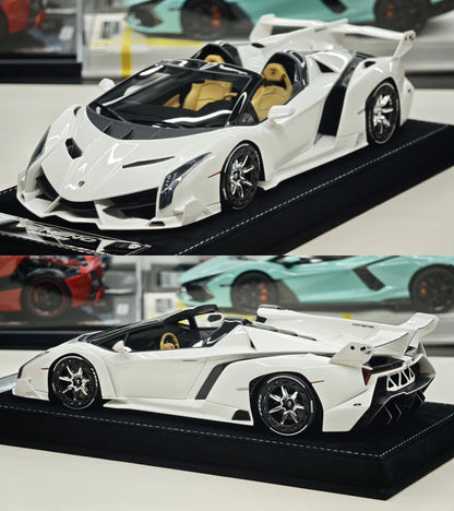 HH Model 1/18 Lamborghini Veneno Roadster Resin Model – Ivory White