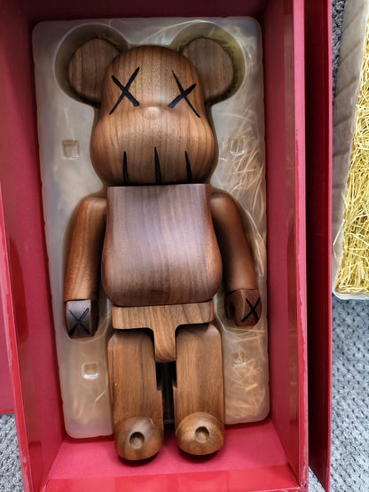 KAWS × Bearbrick 400% Walnut Wood Edition | Handcrafted Black Walnut Art Toy | Air Shipping from China