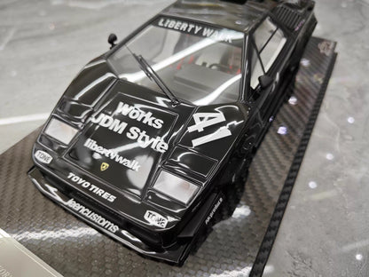 VIP 1/18 Lamborghini Countach LB Widebody Black Resin Model with Display Case