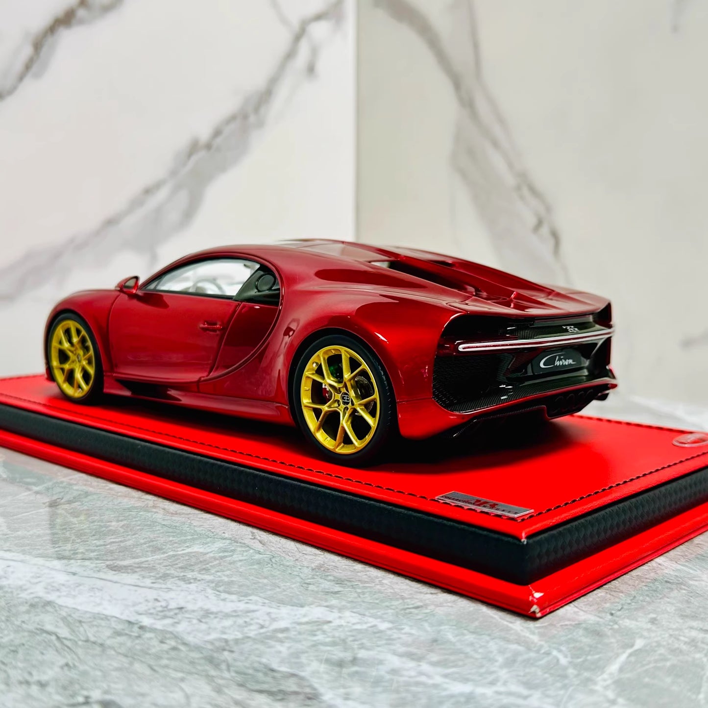 MR Collection 1/18 Bugatti Chiron Super Sport Metallic Red Resin Model Gold Wheels LE 5