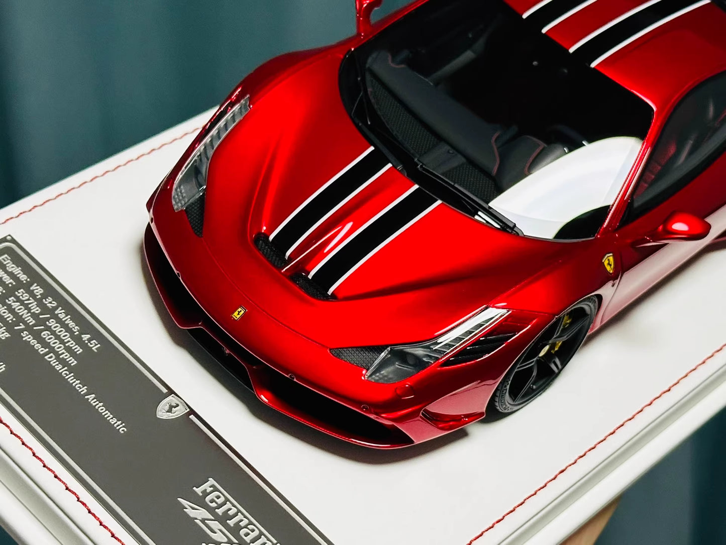Davis & Giovanni 1/18 Ferrari 458 Speciale Rosso Red Black Stripes Black Wheels Limited 20 pcs