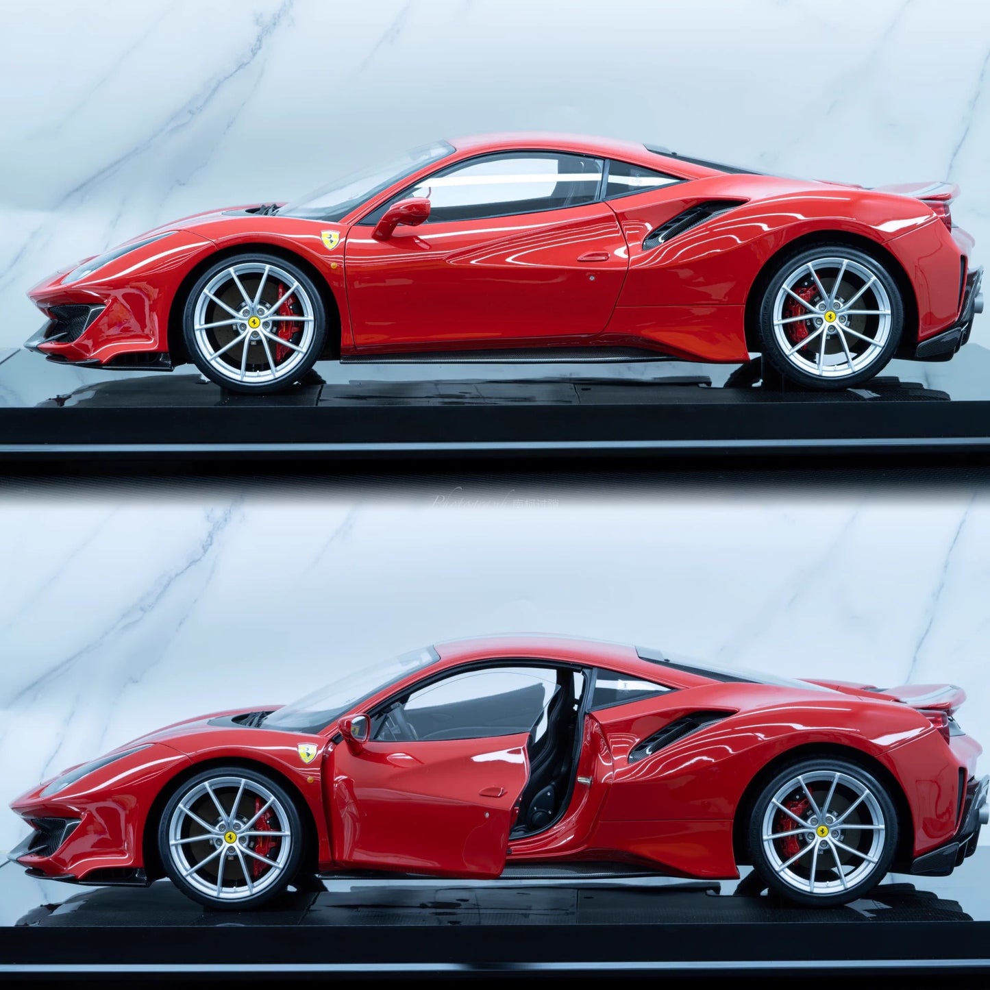 Amalgam 1/8 Ferrari 488 Pista Spider – Standard Red with Silver Stripe | Air Shipping from China