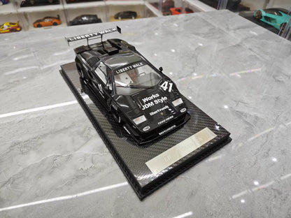 VIP 1/18 Lamborghini Countach LB Widebody Black Resin Model with Display Case