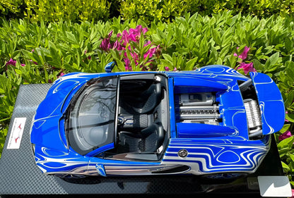 HH 1/18 Bugatti Veyron Ceramic Dragon Livery Blue/White Resin Model