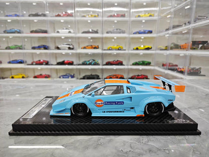 VIP 1/18 Lamborghini Countach LB Widebody Gulf Livery Resin Model with Display Case