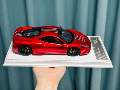 Davis & Giovanni 1/18 Ferrari 458 Speciale Rosso Red Black Stripes Black Wheels Limited 20 pcs