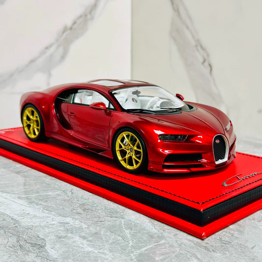 MR Collection 1/18 Bugatti Chiron Super Sport Metallic Red Resin Model Gold Wheels LE 5