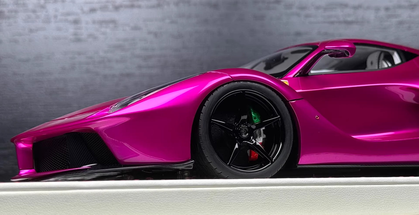 Davis & Giovanni 1/18 Ferrari LaFerrari Chrome Flash Pink Resin Model Limited 3