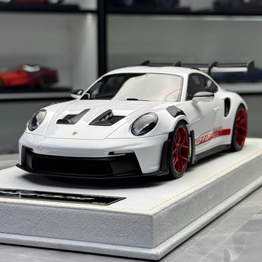 HH 1:18 Porsche 911 GT3 RS (992.1) Limited Resin Model · White/Red Wheels