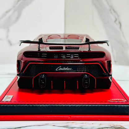 MR Collection 1/18 Bugatti Centodieci Metallic Red Resin Model Gold Wheels
