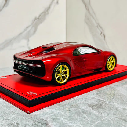MR Collection 1/18 Bugatti Chiron Super Sport Metallic Red Resin Model Gold Wheels LE 5