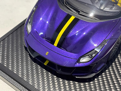 BBR 1/18 Ferrari 488 Pista · Viola with Yellow Stripe