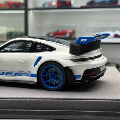 TP 1:18 + 1:64 Porsche 911 GT3 RS (992) Sonderwunsch Set · White/Carbon Grey/Blue