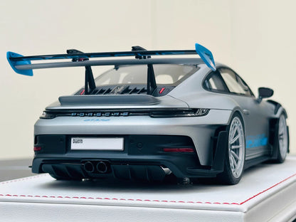 Davis & Giovanni 1/18 Porsche 911 GT3 RS 992.1 Matte GT Silver Blue Limited 12 pcs