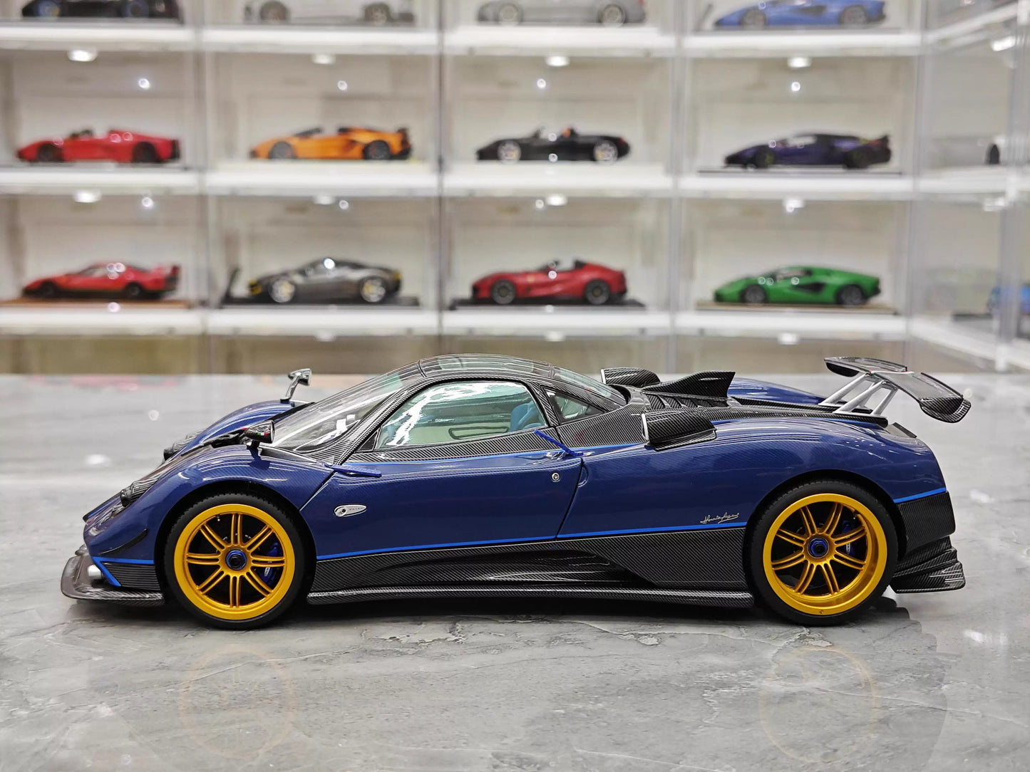Almost Real 1/18 Pagani Zonda Tricolore Blue Carbon Diecast Model