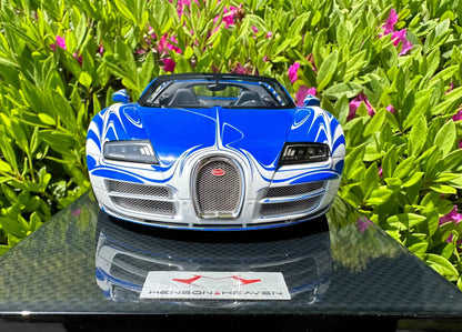 HH 1/18 Bugatti Veyron Ceramic Dragon Livery Blue/White Resin Model