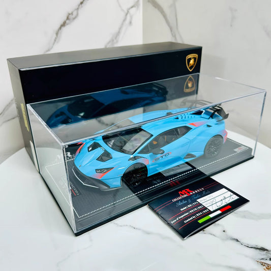 MR Collection 1/18 Lamborghini Huracán STO Sky Blue One-Off Resin w/ COA