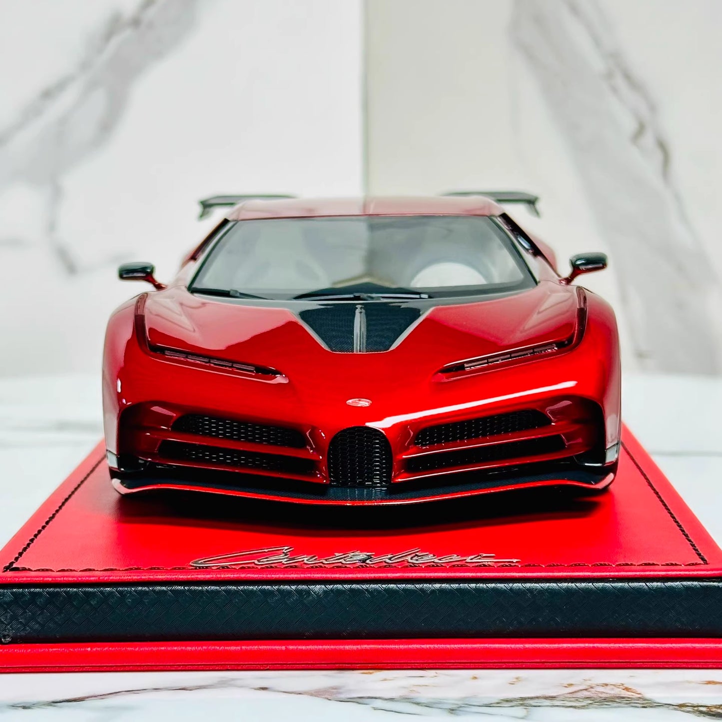 MR Collection 1/18 Bugatti Centodieci Metallic Red Resin Model Gold Wheels