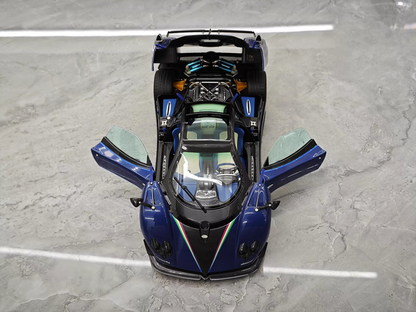 Almost Real 1/18 Pagani Zonda Tricolore Blue Carbon Diecast Model