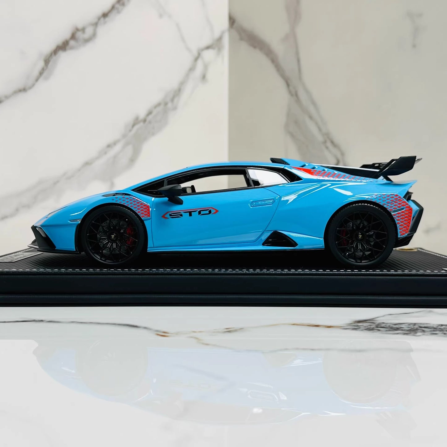 MR Collection 1/18 Lamborghini Huracán STO Sky Blue One-Off Resin w/ COA