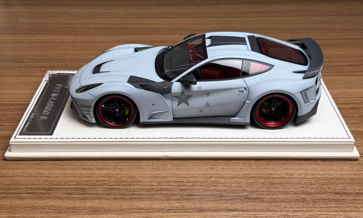 Davis & Giovanni 1/18 Ferrari F12 N-LARGO S Matte Grey, Red Interior — Limited 20