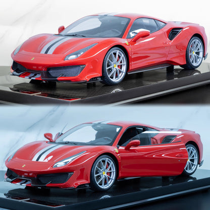 Amalgam 1/8 Ferrari 488 Pista Spider – Standard Red with Silver Stripe | Air Shipping from China