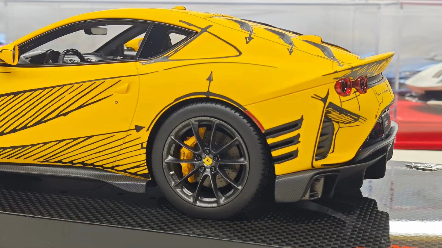 MR 1/18 Ferrari 812 Competizione Resin Model – Yellow Sketch “Art Car” (Limited 99) FE033SE