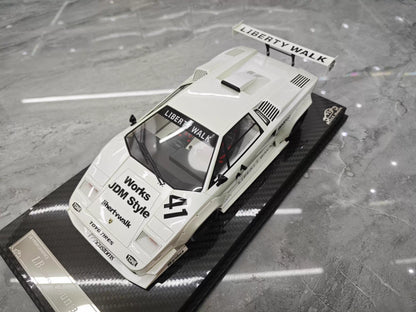VIP 1/18 Lamborghini Countach LB Widebody White Resin Model with Display Case