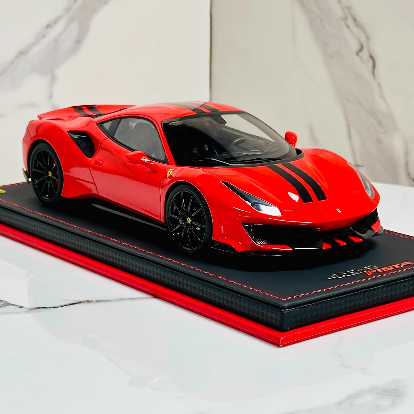 MR Collection 1/18 Ferrari 488 Pista Rosso Corsa Red Resin w/ Acrylic Case