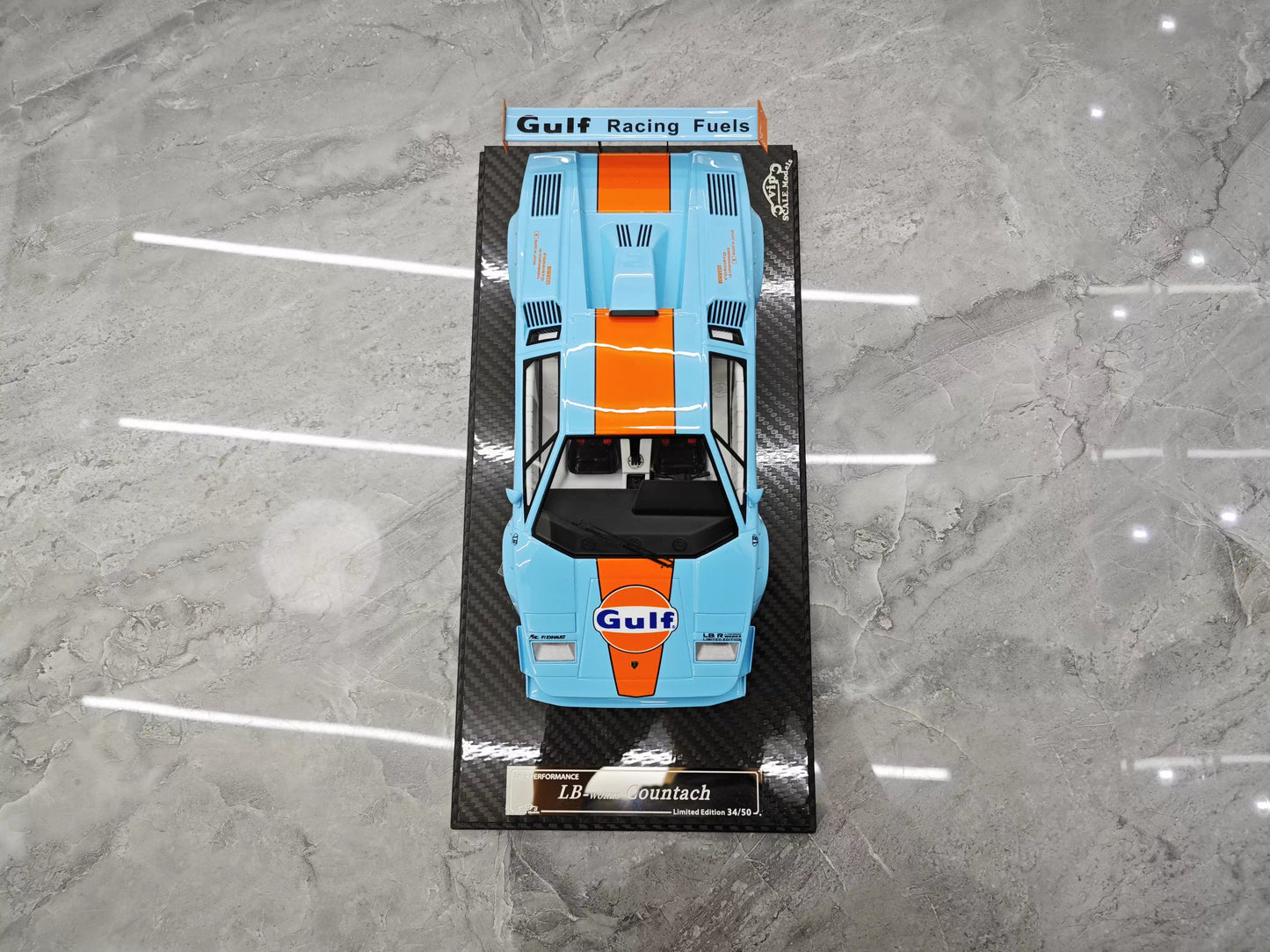 VIP 1/18 Lamborghini Countach LB Widebody Gulf Livery Resin Model with Display Case