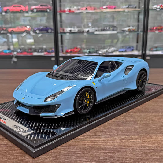 BBR 1/12 Ferrari 488 Pista Custom Edition Limited Resin Model (Azzurro Plata Blue)