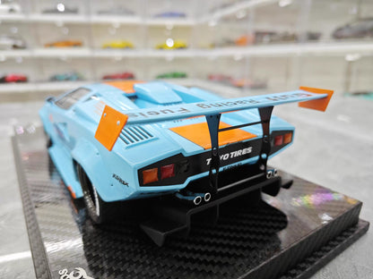 VIP 1/18 Lamborghini Countach LB Widebody Gulf Livery Resin Model with Display Case