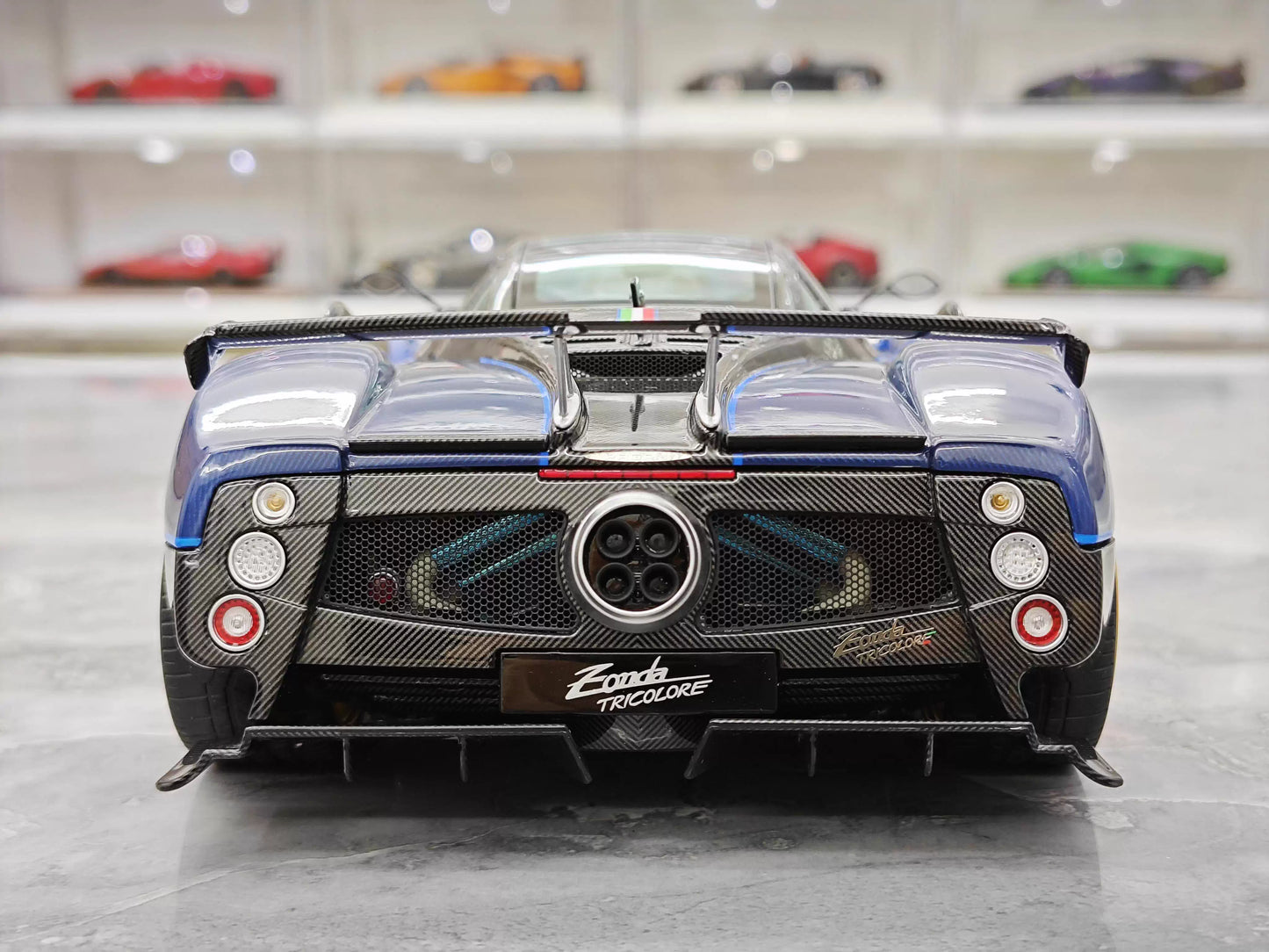 Almost Real 1/18 Pagani Zonda Tricolore Blue Carbon Diecast Model