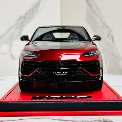 MR Collection 1/18 Lamborghini Urus Metallic Red Resin Model Gold Wheels Limited Edition