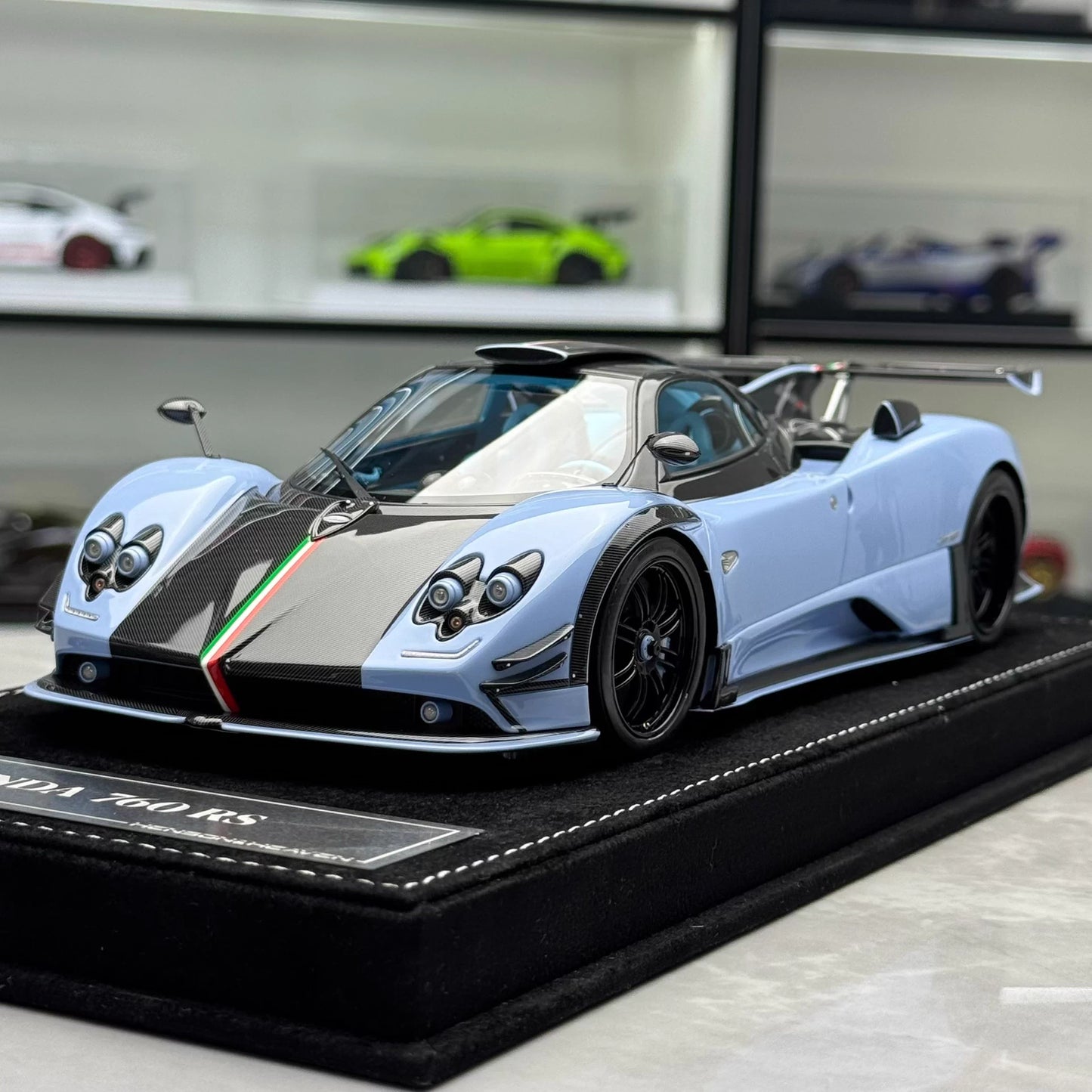 HH 1:18 Pagani Zonda 760 (Zonda Specials) Hardtop Resin Model · Baby Blue/Carbon Tricolore