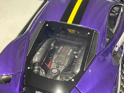 BBR 1/18 Ferrari 488 Pista · Viola with Yellow Stripe