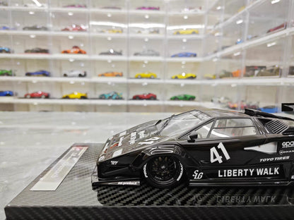 VIP 1/18 Lamborghini Countach LB Widebody Black Resin Model with Display Case