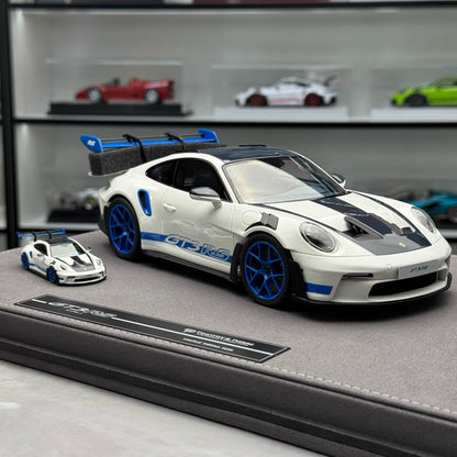 TP 1:18 + 1:64 Porsche 911 GT3 RS (992) Sonderwunsch Set · White/Carbon Grey/Blue
