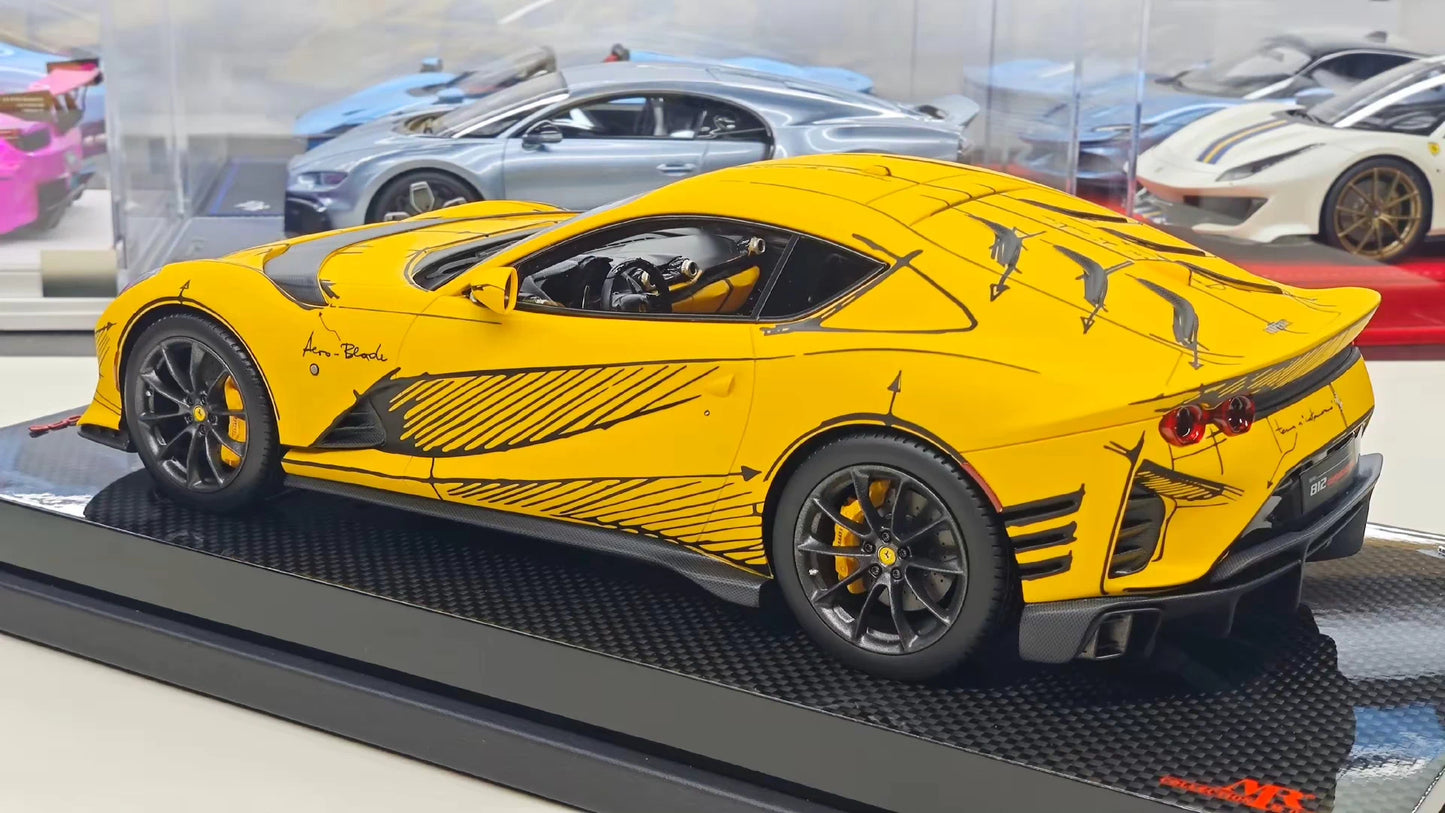 MR 1/18 Ferrari 812 Competizione Resin Model – Yellow Sketch “Art Car” (Limited 99) FE033SE