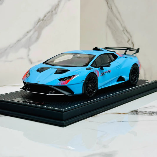 MR Collection 1/18 Lamborghini Huracán STO Sky Blue One-Off Resin w/ COA