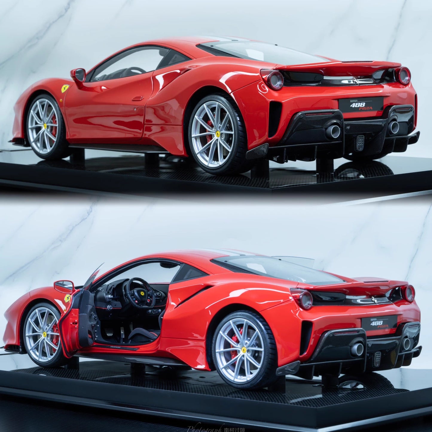 Amalgam 1/8 Ferrari 488 Pista Spider – Standard Red with Silver Stripe | Air Shipping from China