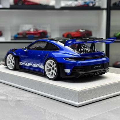 HH 1:18 Porsche 911 GT3 RS (992.1) Limited Resin Model · Blue/Black Hood · White Wheels