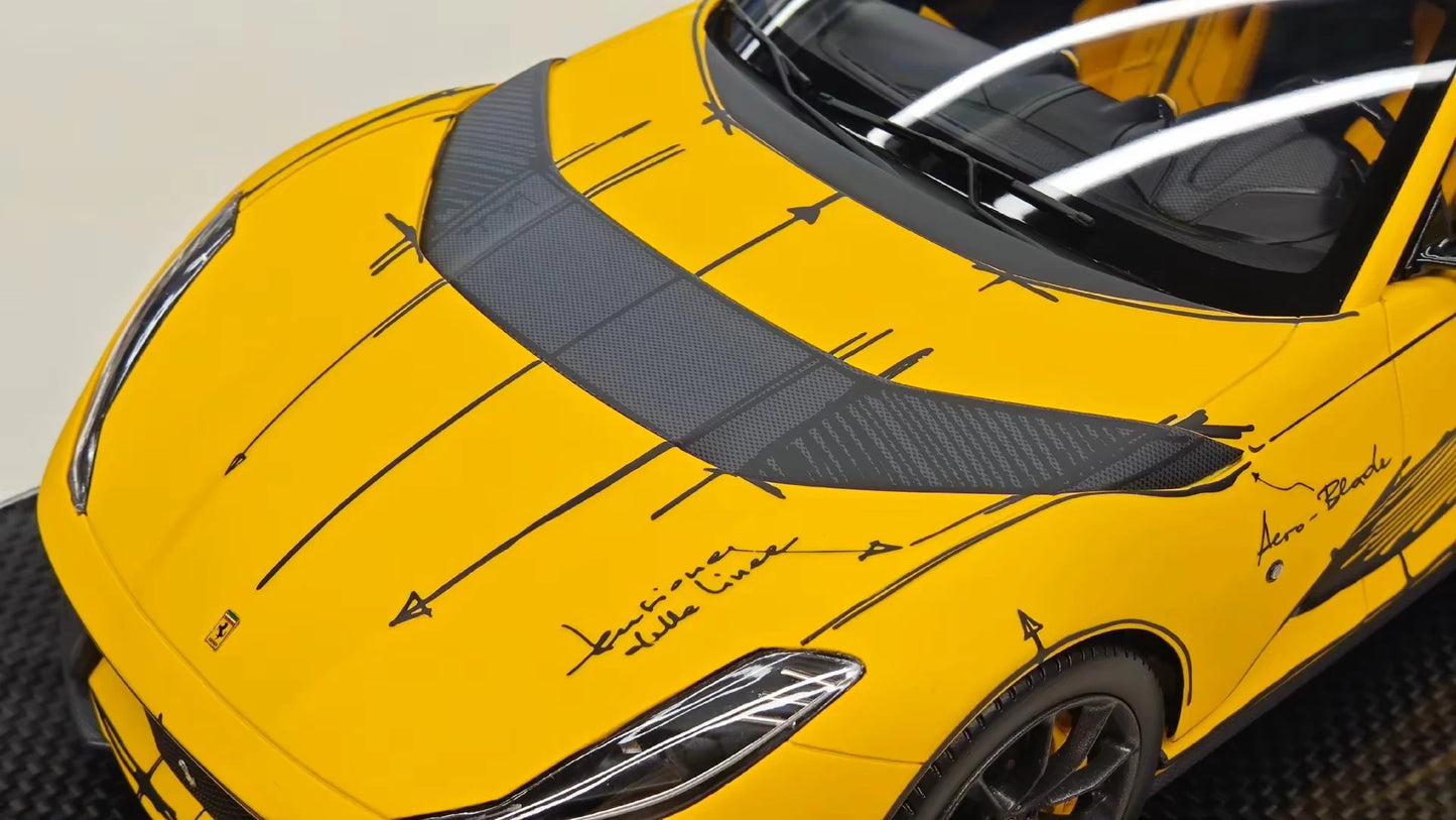 MR 1/18 Ferrari 812 Competizione Resin Model – Yellow Sketch “Art Car” (Limited 99) FE033SE