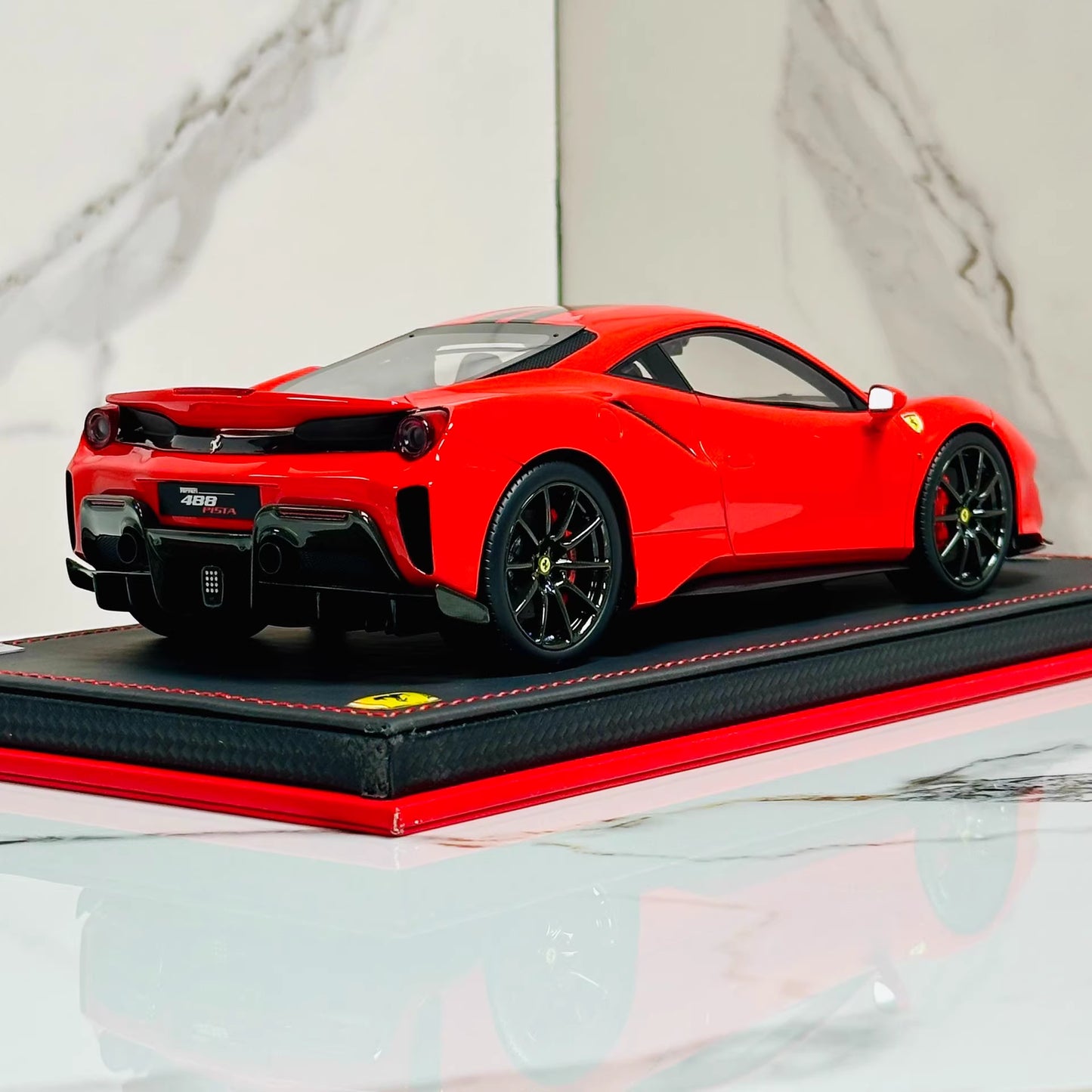 MR Collection 1/18 Ferrari 488 Pista Rosso Corsa Red Resin w/ Acrylic Case