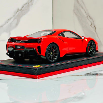 MR Collection 1/18 Ferrari 488 Pista Rosso Corsa Red Resin w/ Acrylic Case