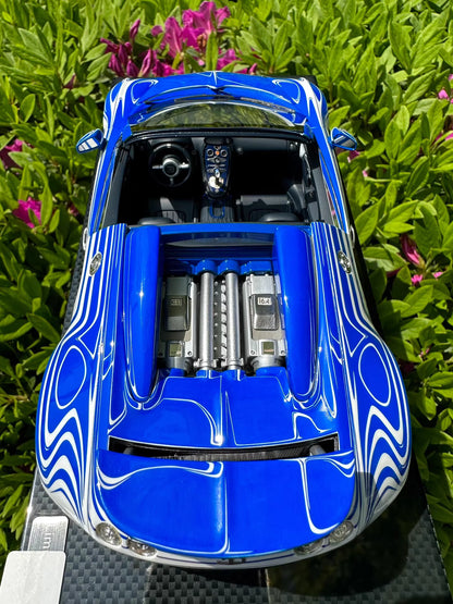 HH 1/18 Bugatti Veyron Ceramic Dragon Livery Blue/White Resin Model