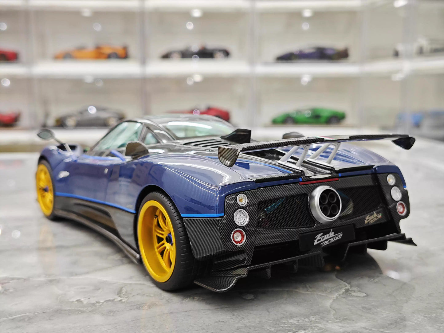 Almost Real 1/18 Pagani Zonda Tricolore Blue Carbon Diecast Model