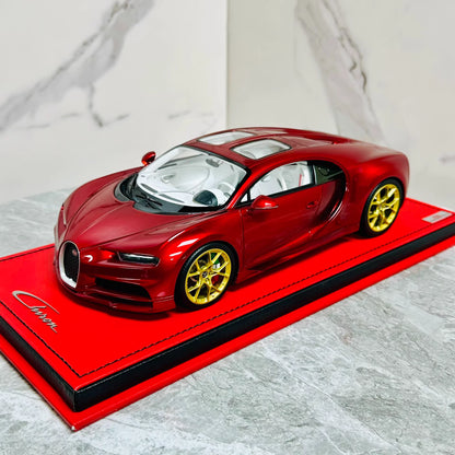 MR Collection 1/18 Bugatti Chiron Super Sport Metallic Red Resin Model Gold Wheels LE 5